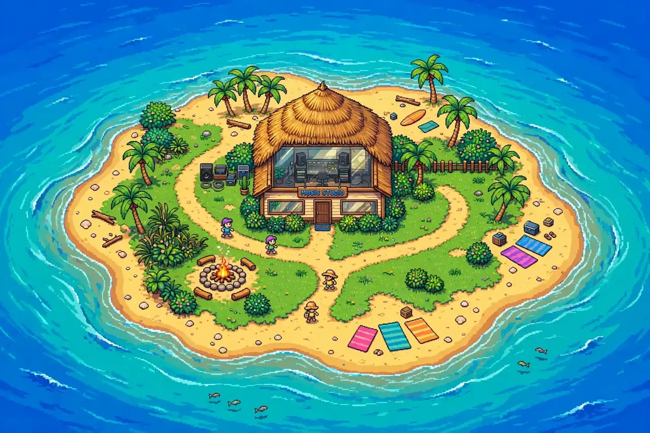 Aerial view of a tropical island