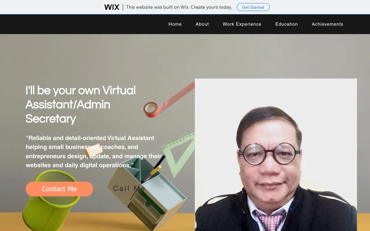 Screenshot: Anton's virtual assistant portfolio site