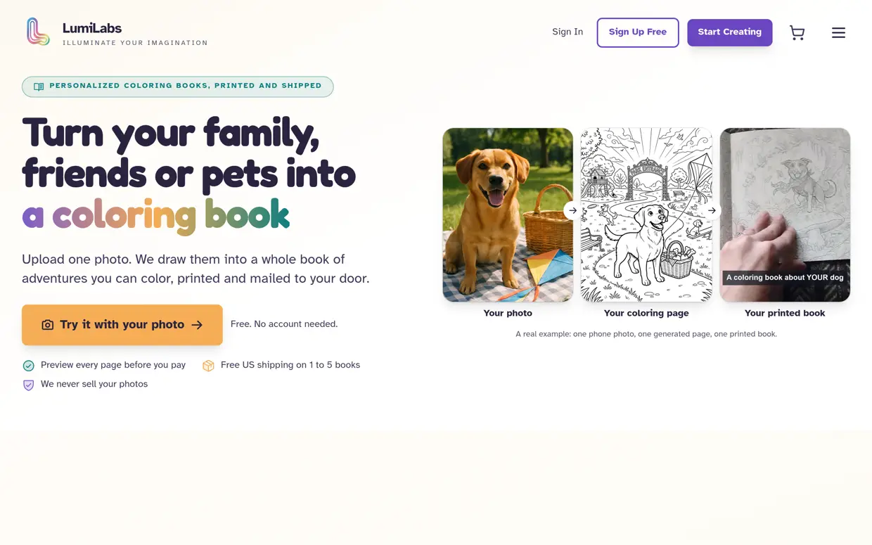 Screenshot: the LumiLabs homepage