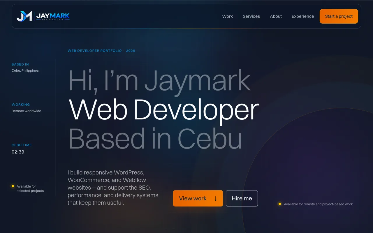 Screenshot: Jay Mark Tautoan's portfolio homepage