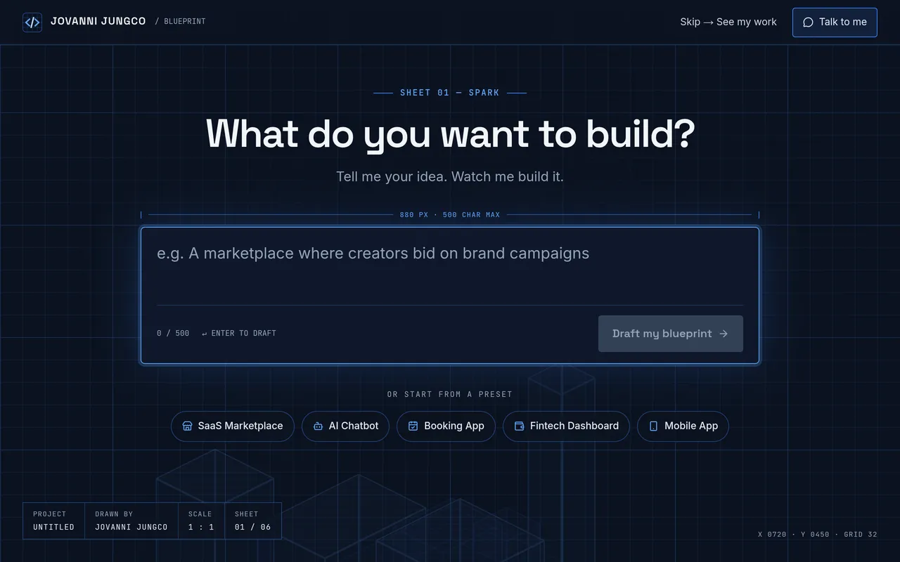 Screenshot: Jovanni Jungco's portfolio homepage
