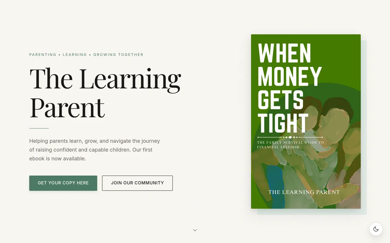 Screenshot: The Learning Parent homepage