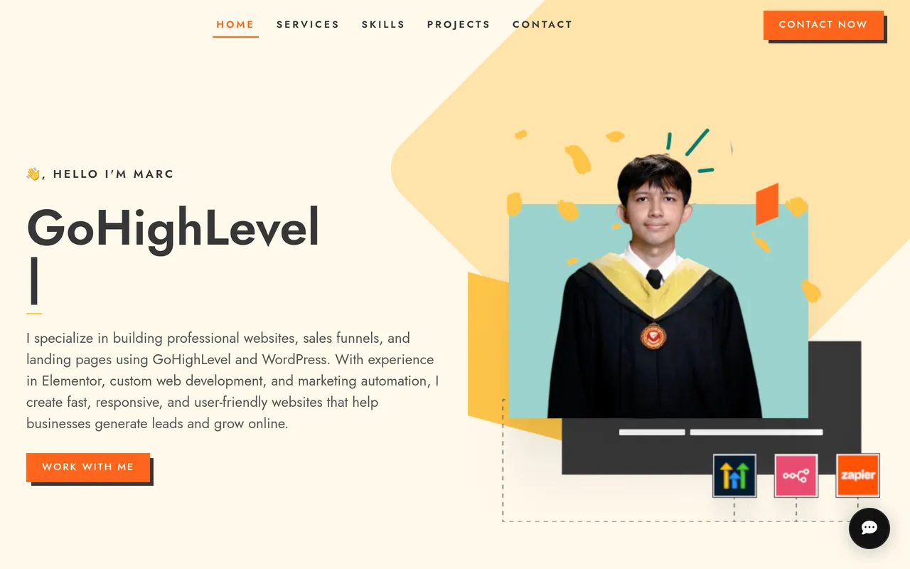 Screenshot: Marc Fernandez's portfolio homepage