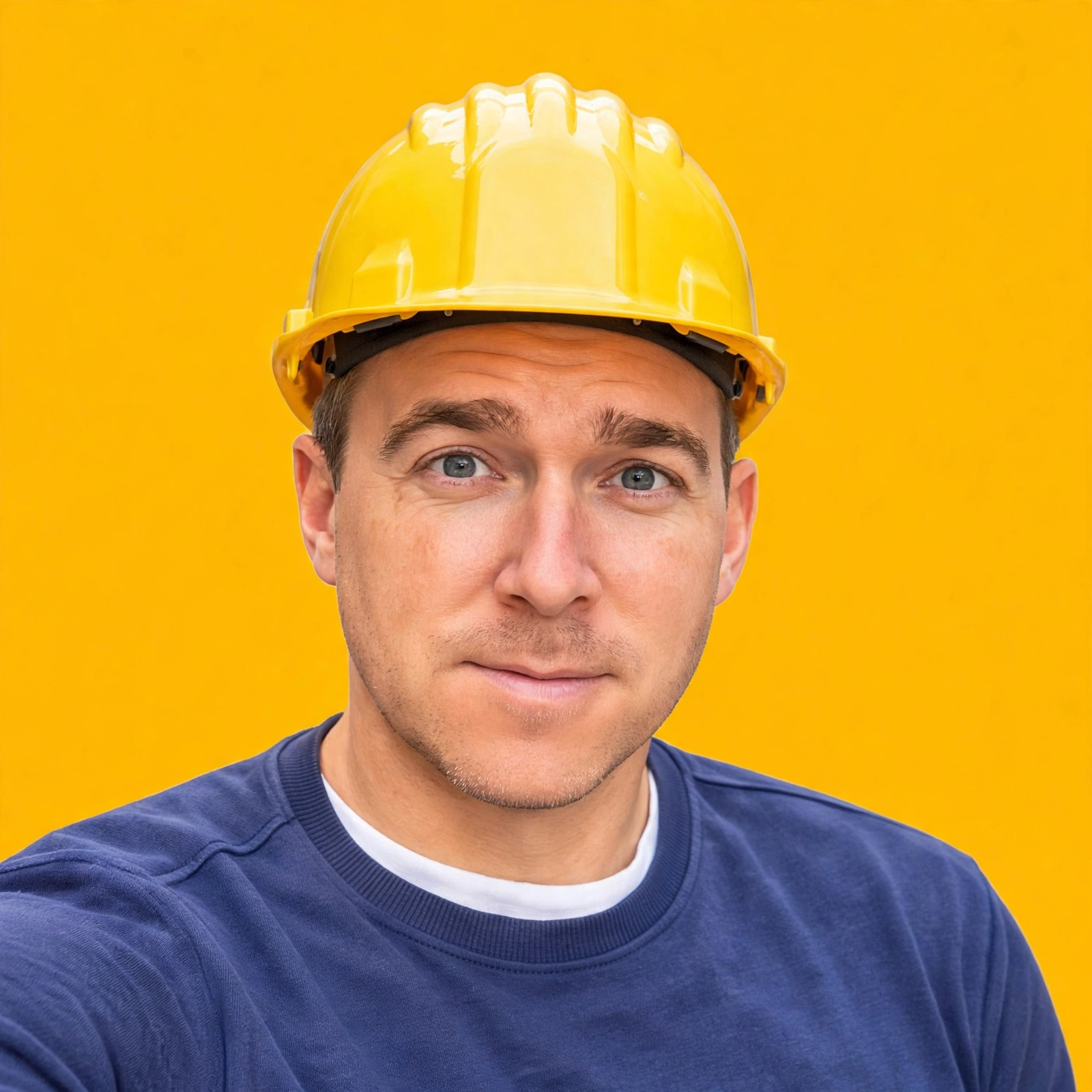 Dave in a hard hat, building