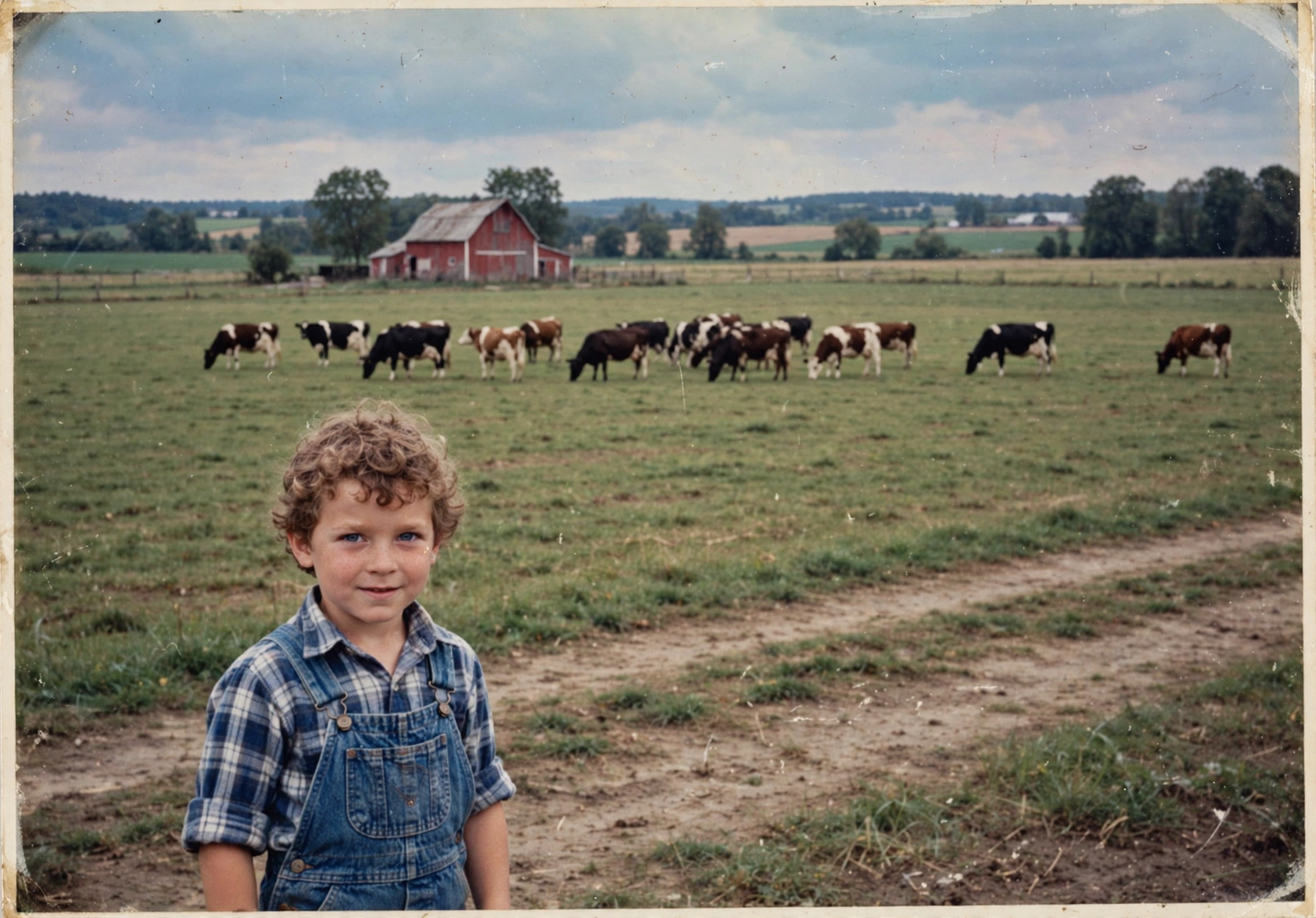 Young Dave on the cattle farm with cows