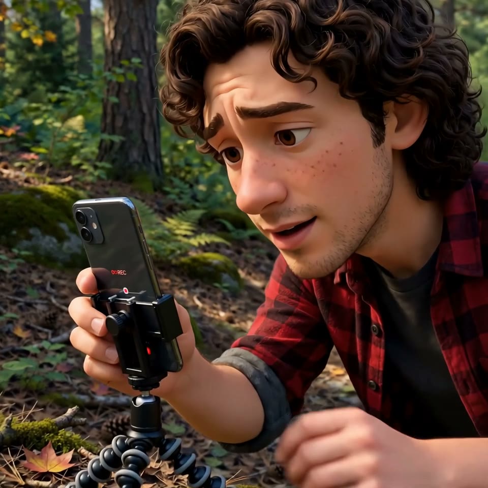 Hank on the livestream in the woods