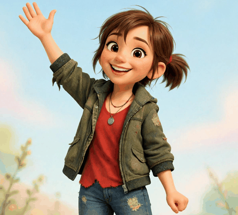 Sally waving hello