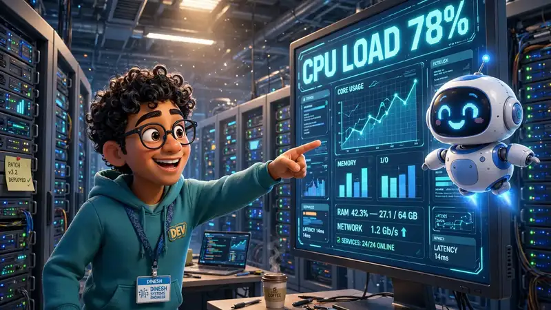 Dinesh and DineshBOT in the server room