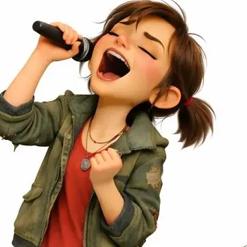 Sally singing with her eyes closed