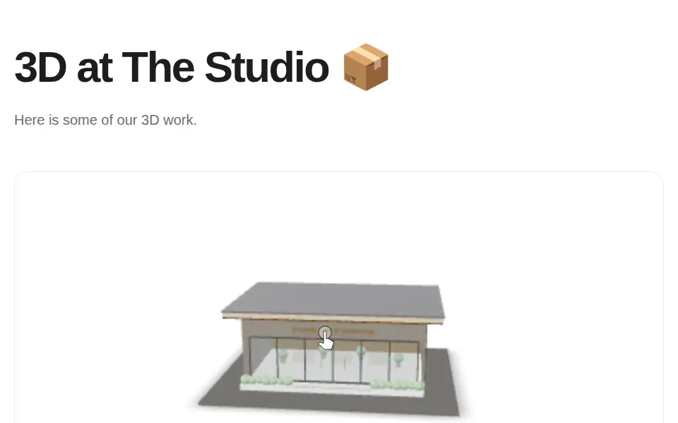The Studio HQ building as a 3D model