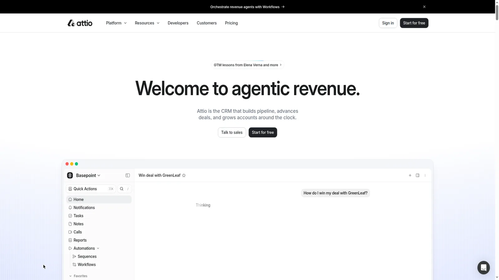Attio website screenshot