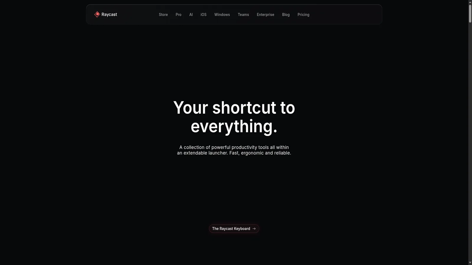 Raycast website screenshot