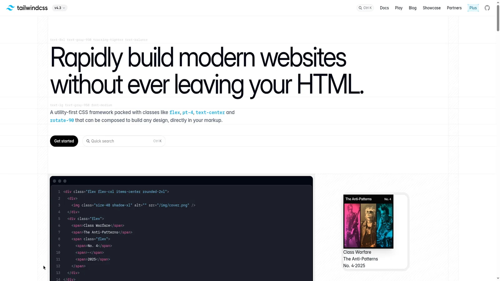 Tailwind CSS website screenshot