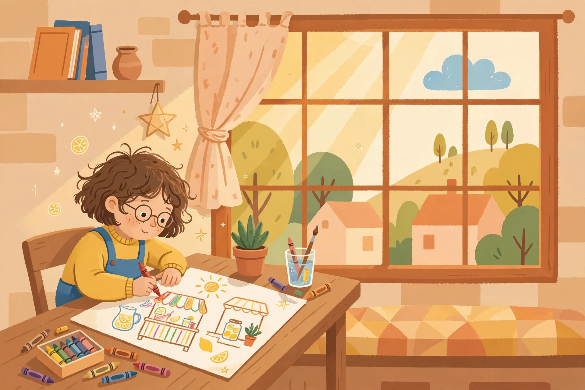A kid drawing their own dream stand
