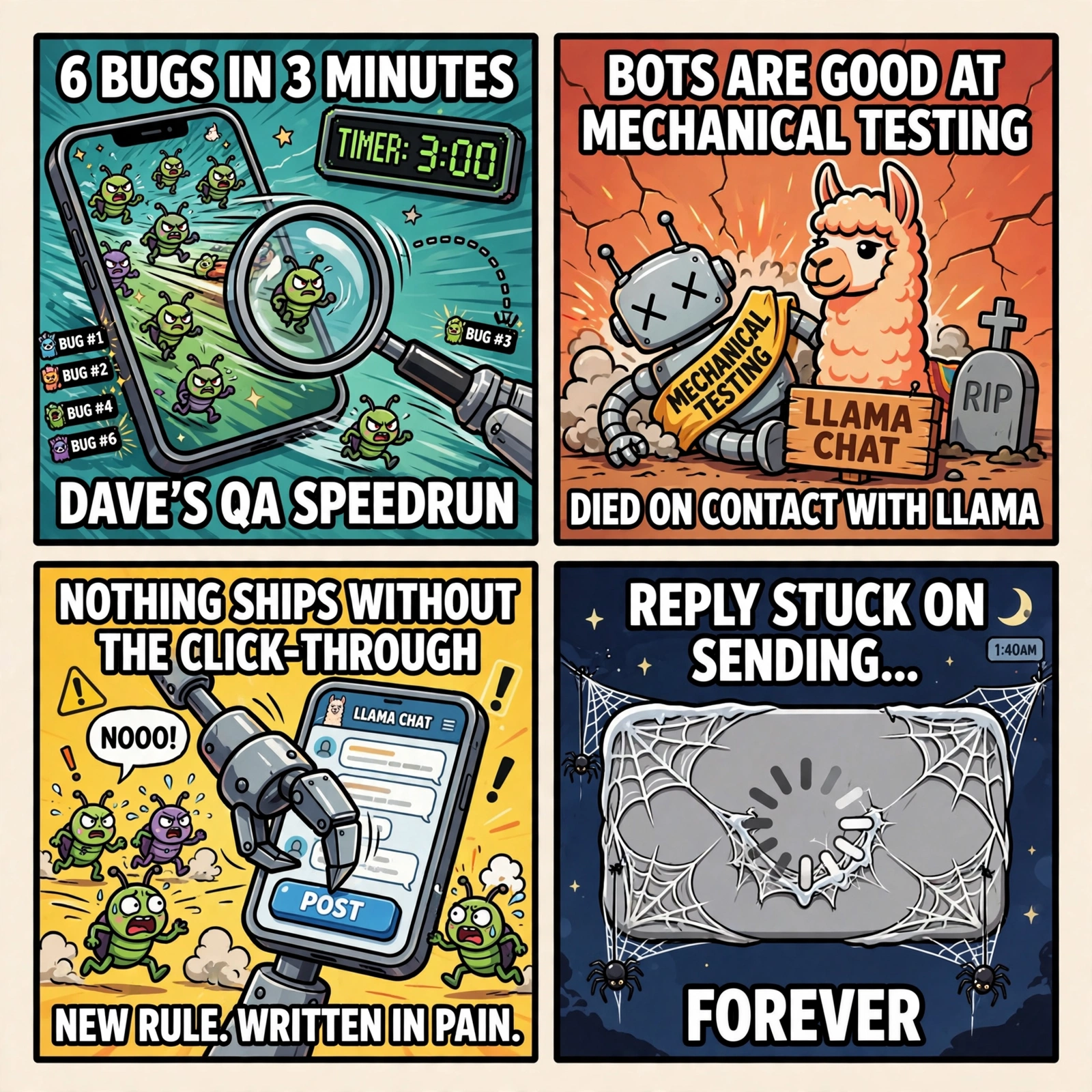 6 bugs in 3 minutes