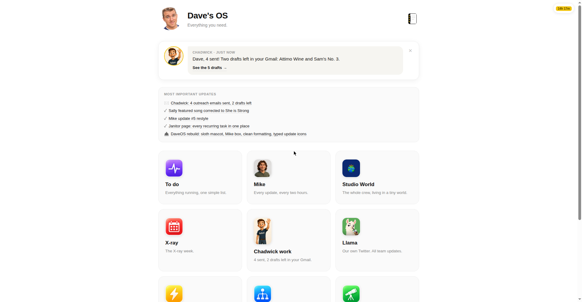 Dave's OS home page, top