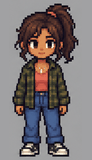 Sally's pixel-art sprite bouncing forever