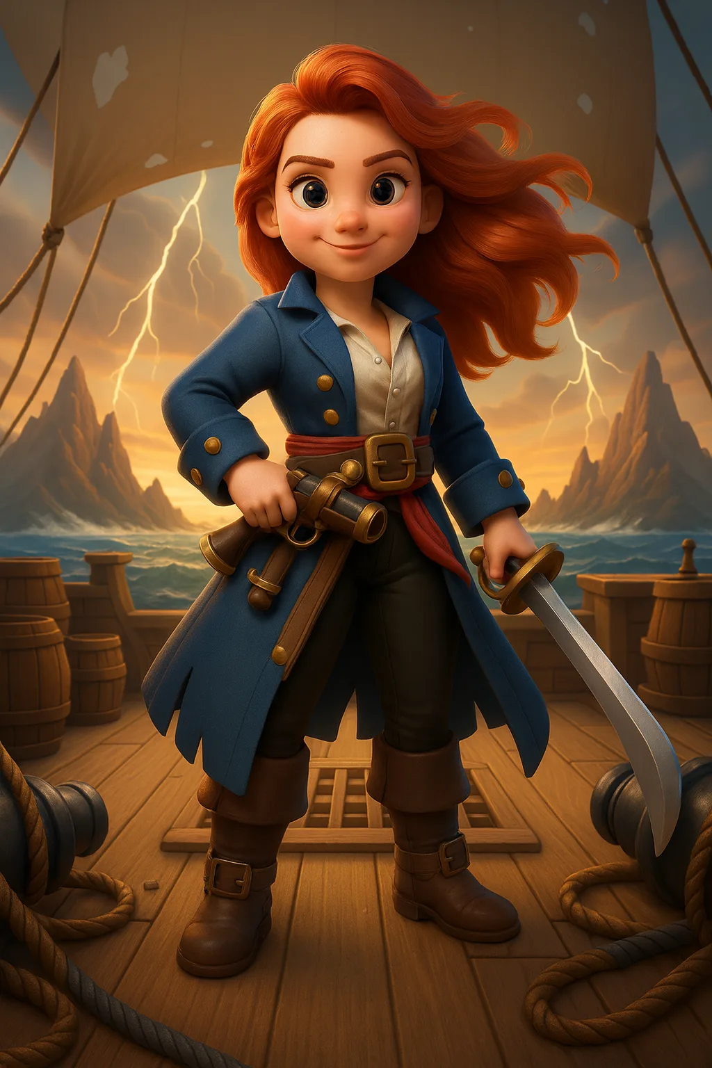 Red-haired pirate character from the archive