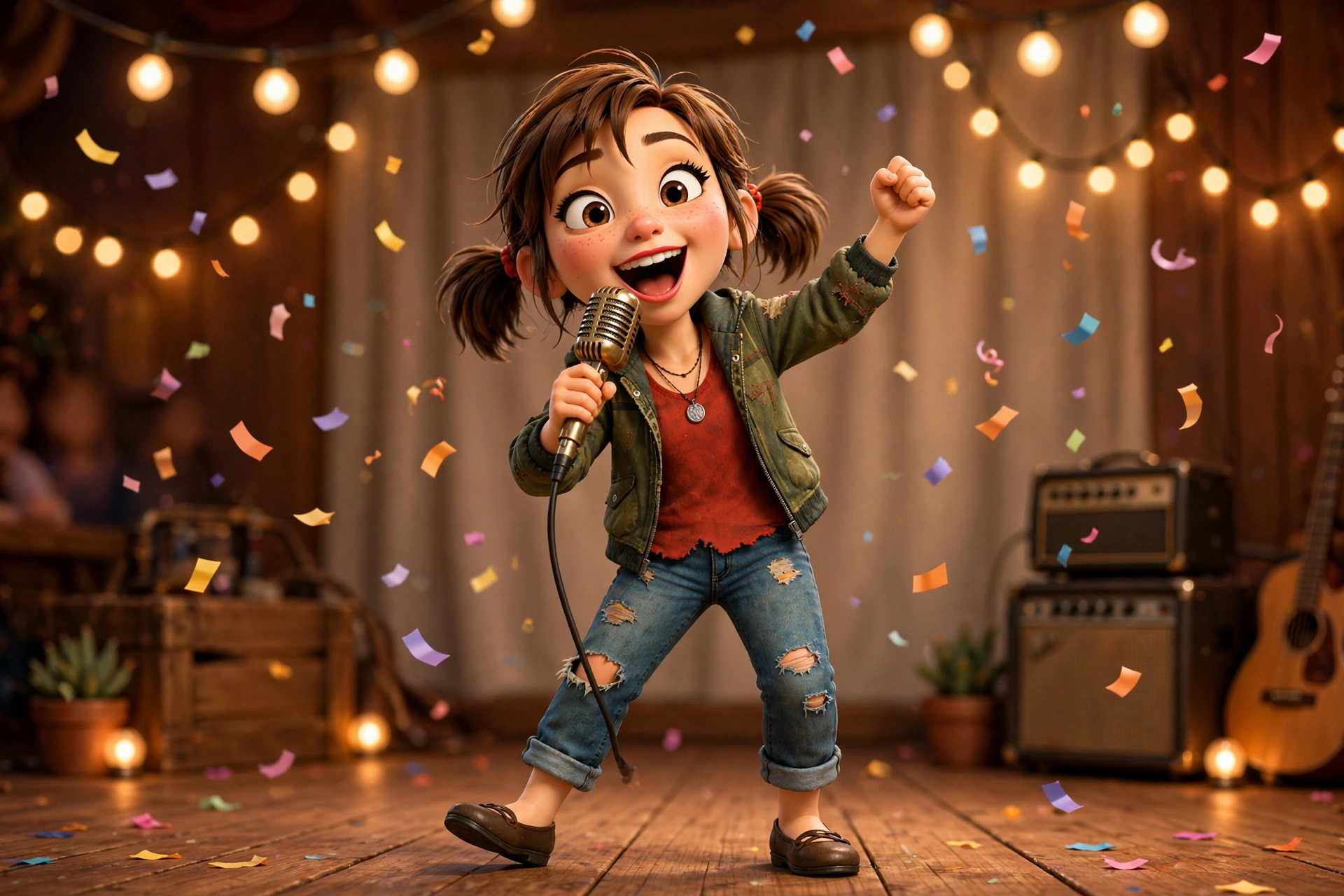 Sally singing on stage