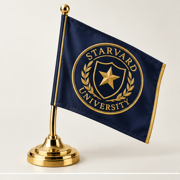 Little Starvard University desk flag with seal
