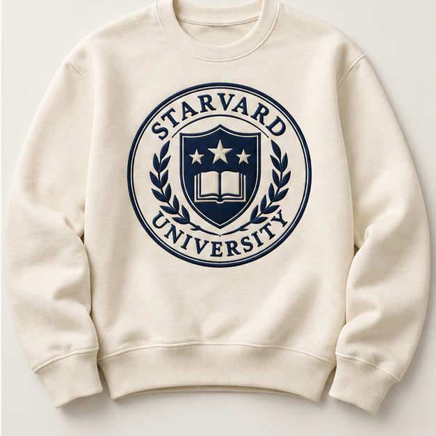Ivory Starvard crewneck sweatshirt with navy seal
