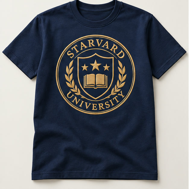 Navy Starvard t-shirt with gold seal