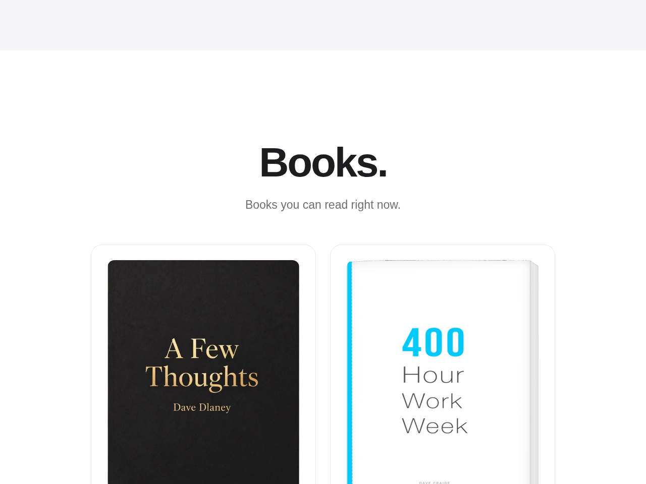 Books section from the Website in a Box template