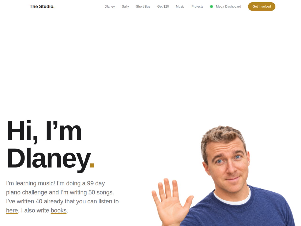 Dlaney artist page from the Website in a Box template