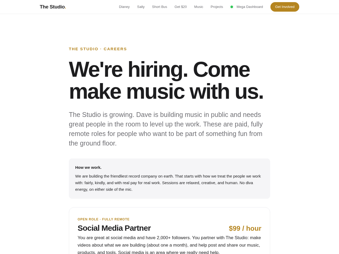 Hiring page from the Website in a Box template