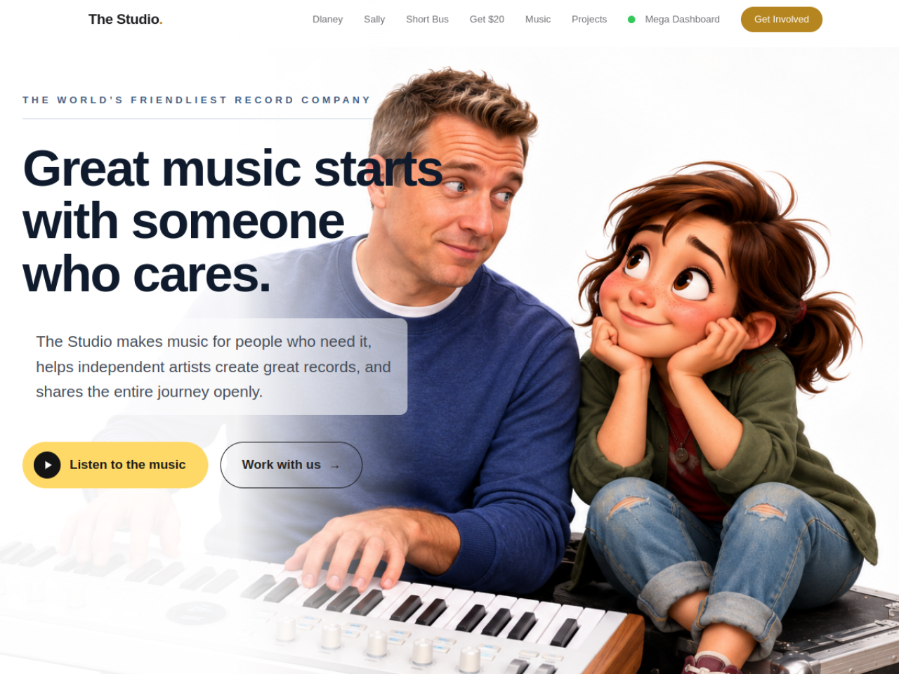 The Studio homepage: the Website in a Box template
