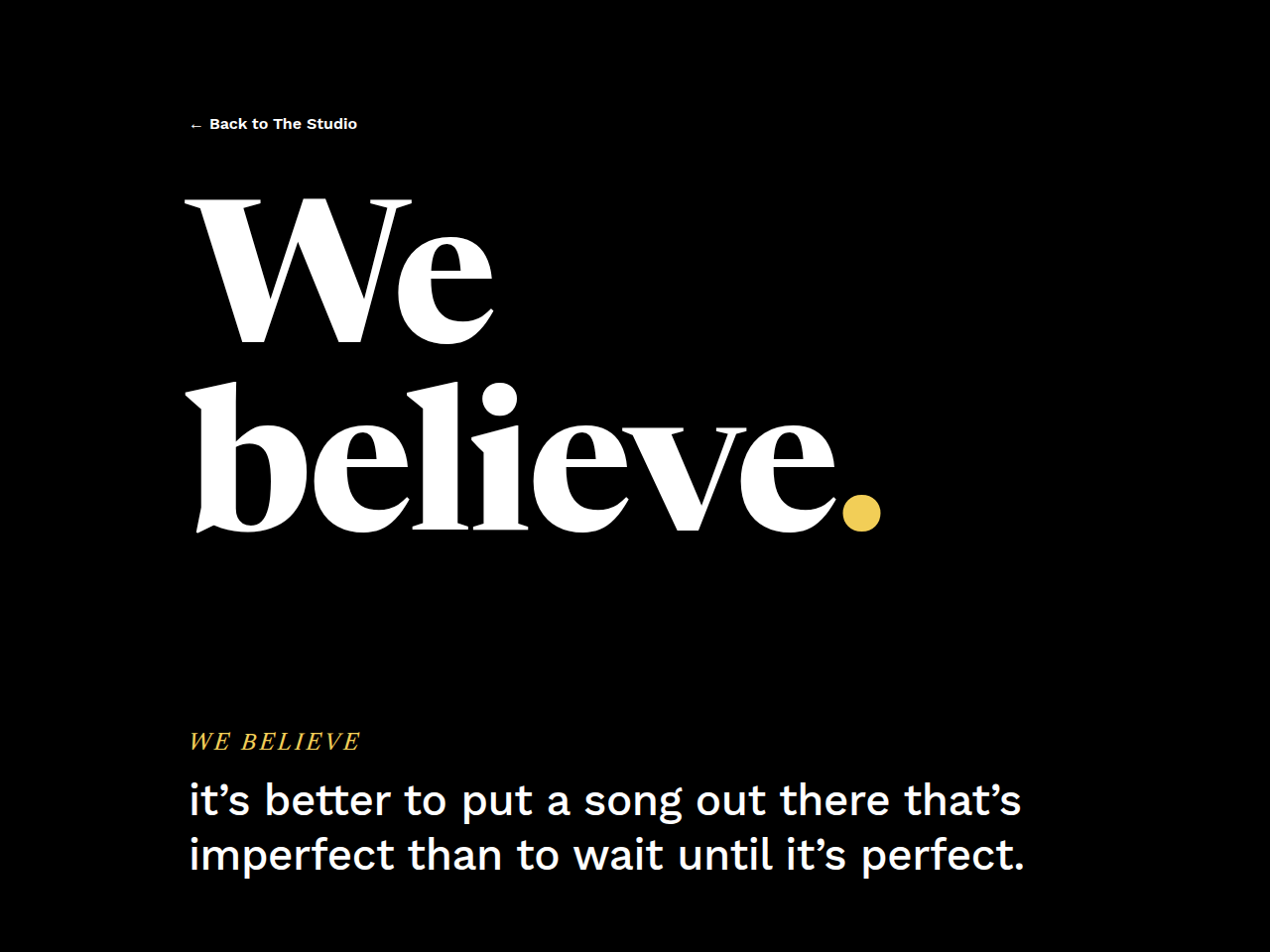 Manifesto page from the Website in a Box template