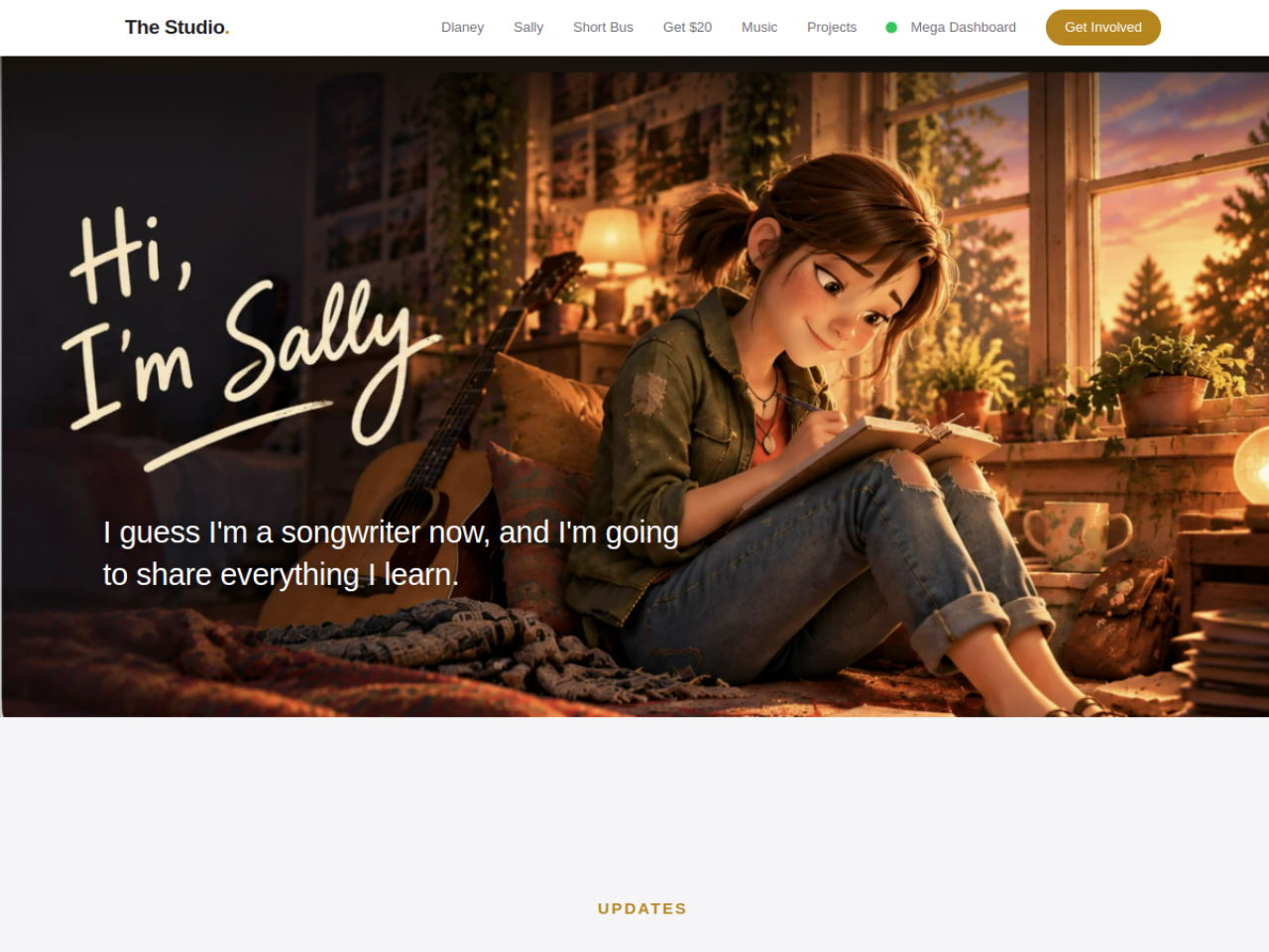 Sally artist page from the Website in a Box template