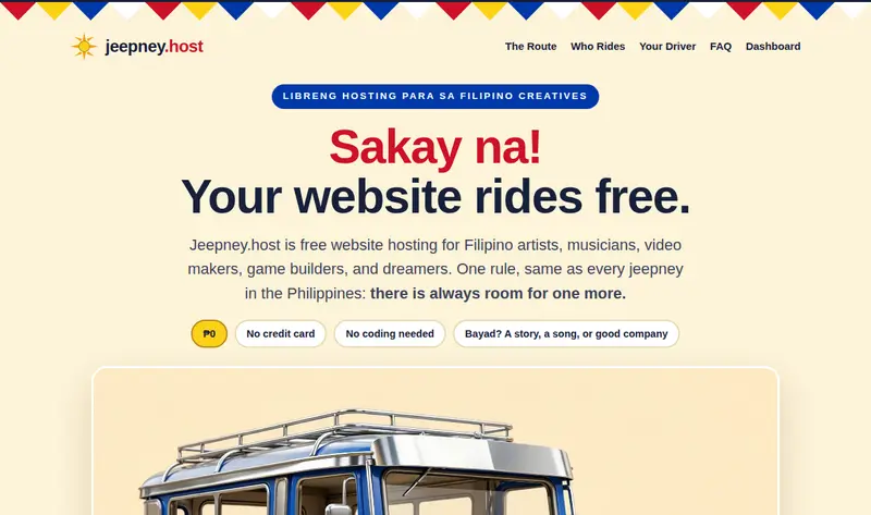 Jeepney Host homepage today