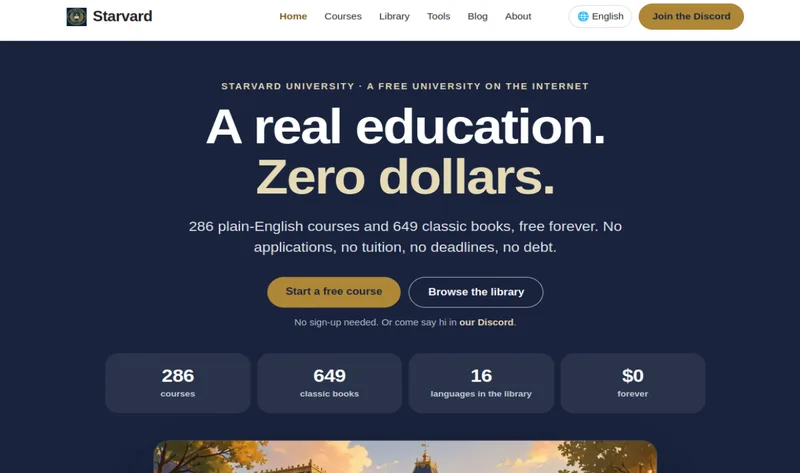 Starvard homepage today