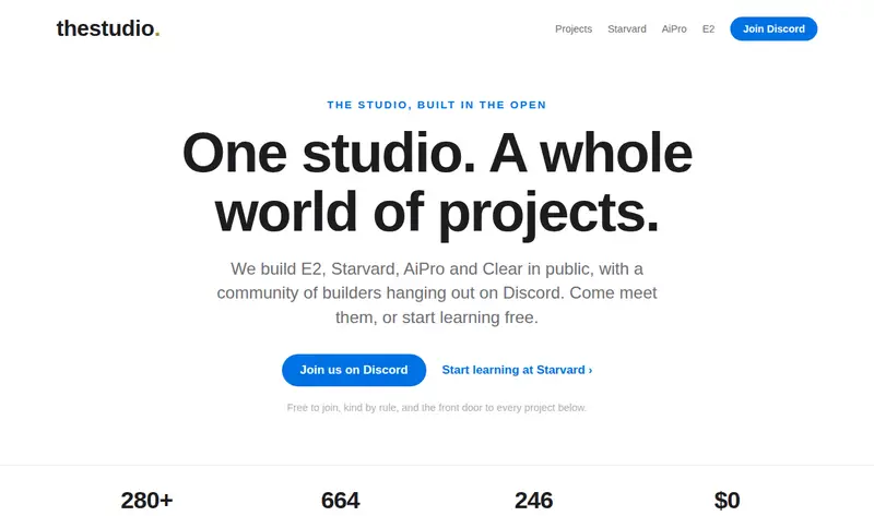 The Studio homepage today
